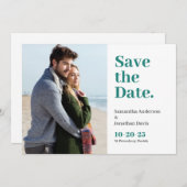 Save The Date Typographie Turquoise classique en gras (Devant / Derrière)
