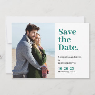 Save The Date Typographie Turquoise classique en gras