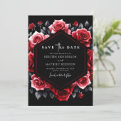 Save The Date Typographie unique Crimson Mariage rouge (Debout devant)