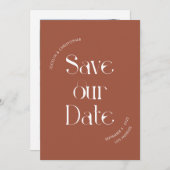 Save The Date Typographie Unique Et Design Photo Terracotta (Devant / Derrière)