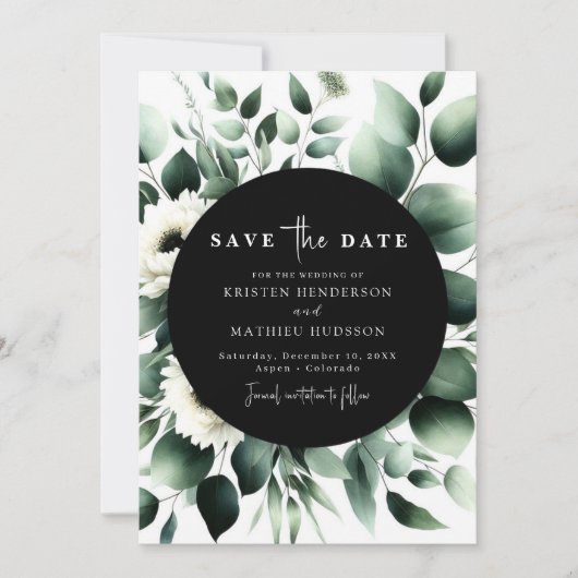 Save The Date Typographie unique Eucalyptus Mariage numérique (Devant)