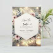 Save The Date Typographie unique Mason Jar Mariage (Debout devant)