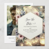 Save The Date Typographie unique Mason Jar Mariage (Devant / Derrière)