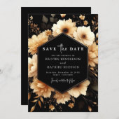 Save The Date Typographie unique Or et Mariage noir (Devant / Derrière)