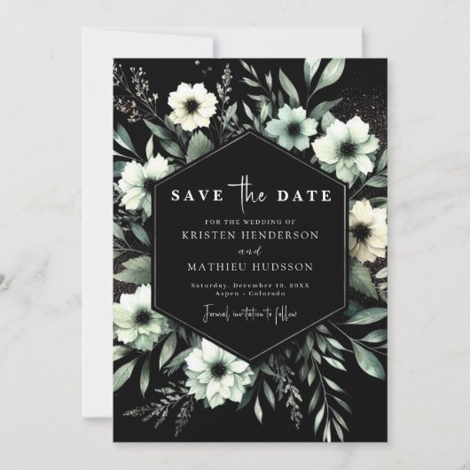 Save The Date Typographie Whimsèque moderne Sage Mariage vert (Devant)