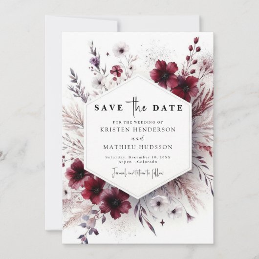 Save The Date Typographie Whimsical Mariage Bourgogne (Devant)