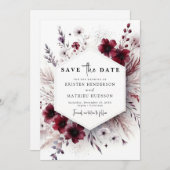 Save The Date Typographie Whimsical Mariage Bourgogne (Devant / Derrière)