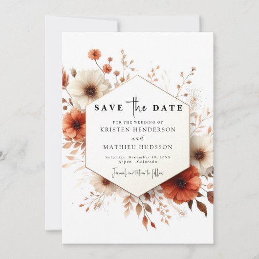 Save The Date Typographie Whimsical Mariage en terre cuite (Devant)