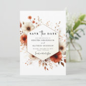 Save The Date Typographie Whimsical Mariage en terre cuite (Debout devant)