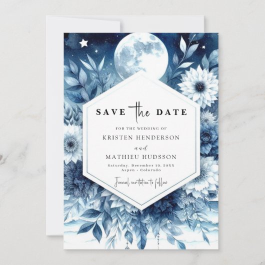 Save The Date Typographie Whimsical Mariage Lune (Devant)