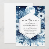 Save The Date Typographie Whimsical Mariage Lune (Devant / Derrière)