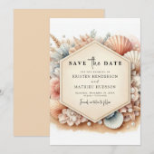 Save The Date Typographie Whimsical Plage Mariage (Devant / Derrière)