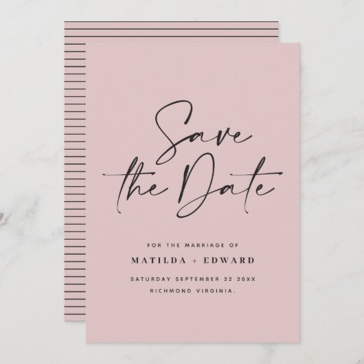 Save The Date Typographiy wedding announcement (Devant / Derrière)