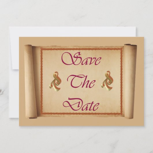Save The Date uitnodiging scroll aankondiging (Voorkant)