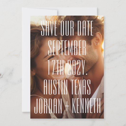 Save The Date Ultra Modern Simple Photo Gros Détails Gras Mariag (Devant)