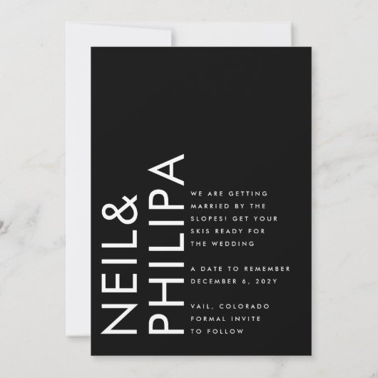 Save The Date Ultra Moderne Modifiable Premium Non Photo Bold Da (Dos)