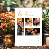 Save The Date Ultra Moderne Tendance Blanc & Or 4 Photos Multipl
