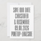 Save The Date Ultra Simple No Photo Big Bold Details Mariage (Devant)