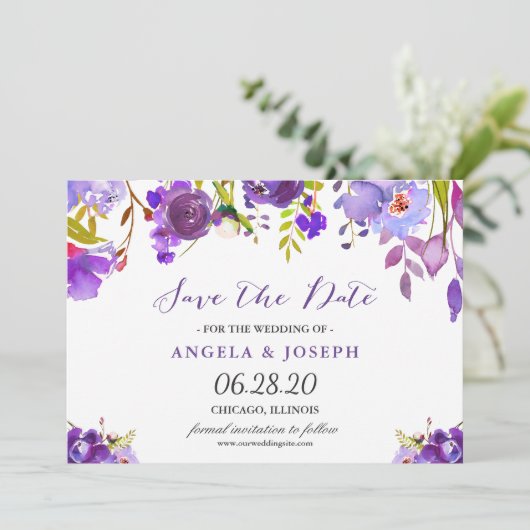 Save The Date Ultra violet violet flamboyant tendance Enregistre (Debout devant)