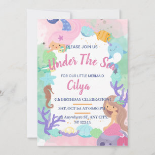 Save The Date Un conte de fées fête d'anniversaire dans l'océan