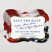 Save The Date Un drapeau américain unique et branché Mariage Enr (Devant / Derrière)