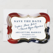 Save The Date Un drapeau américain unique et branché Mariage Enr (Devant)