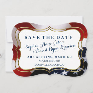 Save The Date Un drapeau américain unique et branché Mariage Enr