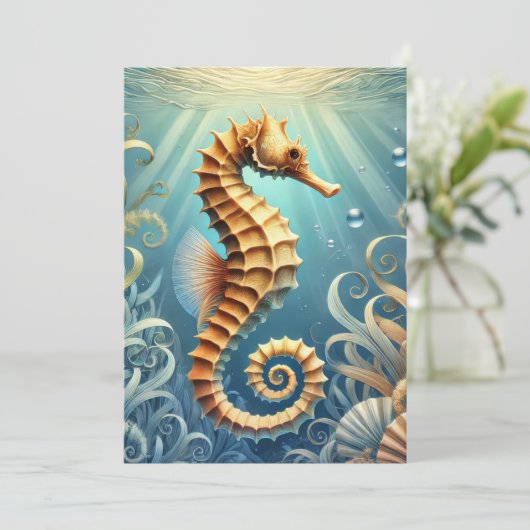 Save The Date Un élégant hippocampe nageant sous l'eau (Debout devant)