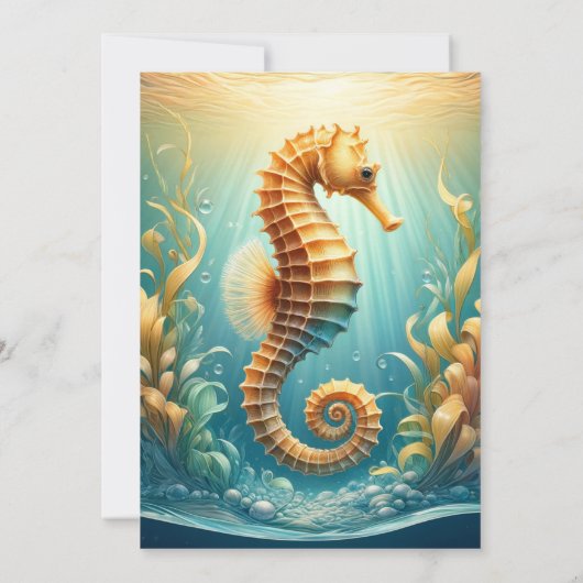 Save The Date Un élégant hippocampe nageant sous l'eau (Dos)