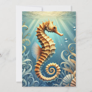 Save The Date Un élégant hippocampe nageant sous l'eau