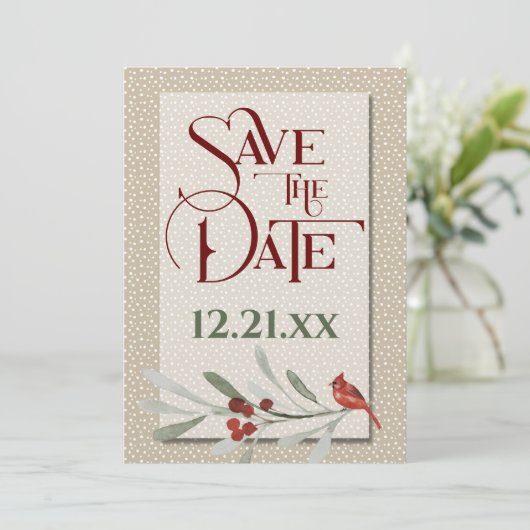 Save The Date Un hiver simple avec Mariage photo Fiançailles (Debout devant)