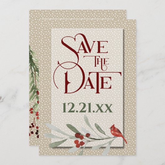 Save The Date Un hiver simple avec Mariage photo Fiançailles (Devant / Derrière)