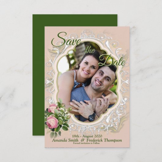 Save The Date Un jardin buissonnant victorien vert Enregistrer l (Devant / Derrière)