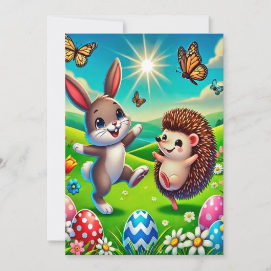 Save The Date Un lapin et un hérisson heureux (Devant)