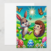 Save The Date Un lapin et un hérisson heureux (Devant / Derrière)