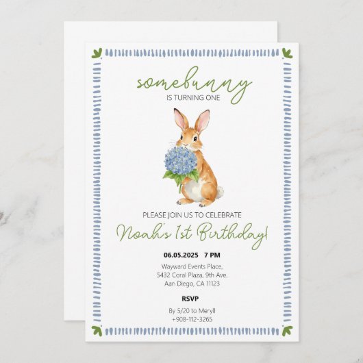 Save The Date Un lapin spécial lapin bébé anniversaire (Devant / Derrière)