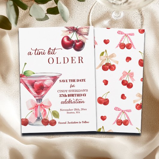 Save The Date Un peu plus âgé Cherry Martini 37e anniversaire