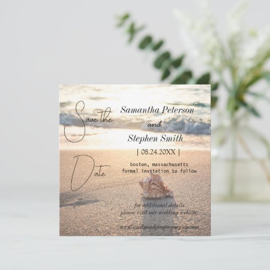 Save The Date Une belle plage aux Seychelles, votre photo enregi (Debout devant)