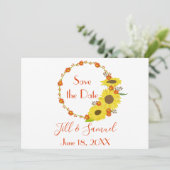 Save The Date Une jolie couronne de tournesol rustique (Debout devant)