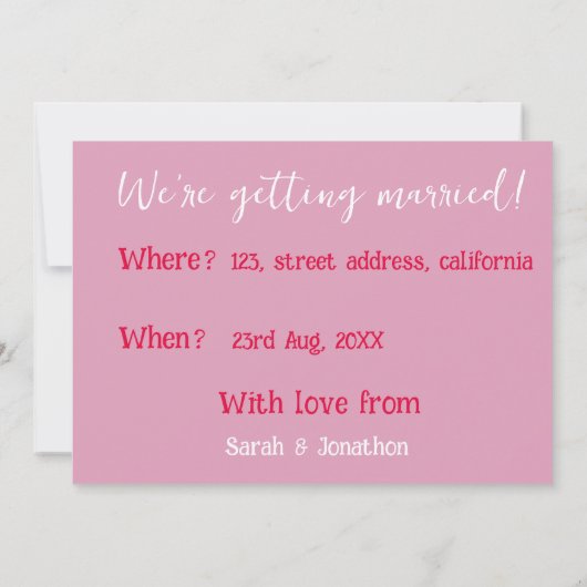 Save The Date Une mariée & un marié, Nourriture, gâteau & alcool (Dos)