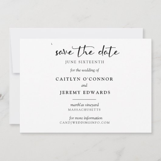Save The Date Une photo Mariage chic Enregistrer la date Invitat (Dos)