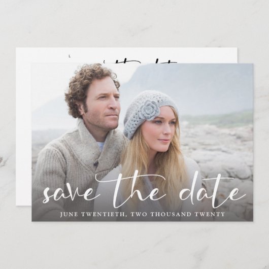 Save The Date Une photo Mariage chic Enregistrer la date Invitat (Devant / Derrière)