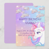 SAVE THE DATE UNICORN BIRTHDAE INVITATION, TÉLÉCHARGEMENT NUMÉRI (Devant / Derrière)