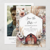 Save The Date Unique Boho Barnyard Mariage (Devant / Derrière)