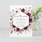 Save The Date Unique Boho Burgundy Mariage (Debout devant)