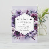 Save The Date Unique classique violet Mariage floral (Debout devant)