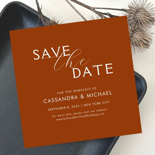 Save The Date Unique Élégant Mariage de typographie en terre cui