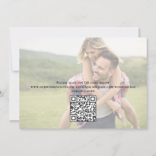 Save The Date Unique Enregistrer la date Photo QR Code Minimalis (Dos)