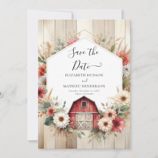 Save The Date Unique Farmyard Barnyard Mariage (Devant)