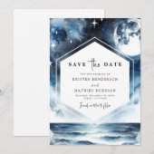 Save The Date Unique Mariage chic à la lumière de la Lune (Devant / Derrière)